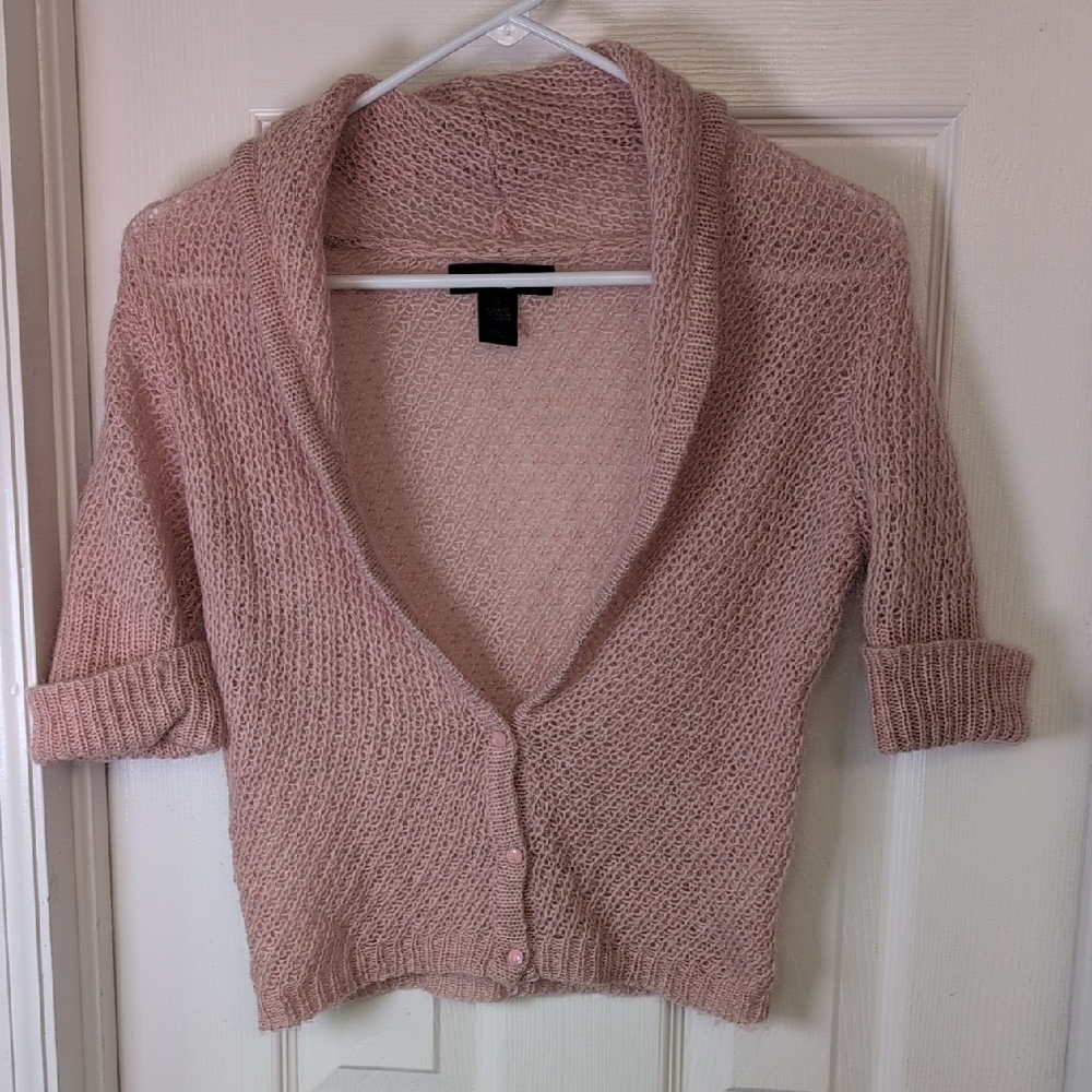 Express Light Pink Wool Mohair Women's Cardigan